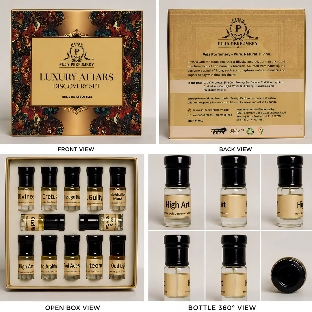 Luxury attar discovery set and sample kit
